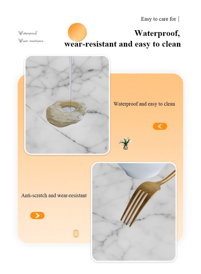 شو وو طاولة قهوة دائرية عصرية، طاولة جانبية صغيرة لغرفة المعيشة وغرفة النوم، سطح من الرخام الأبيض MDF، تصميم مقاوم للماء والتآكل - Image 2