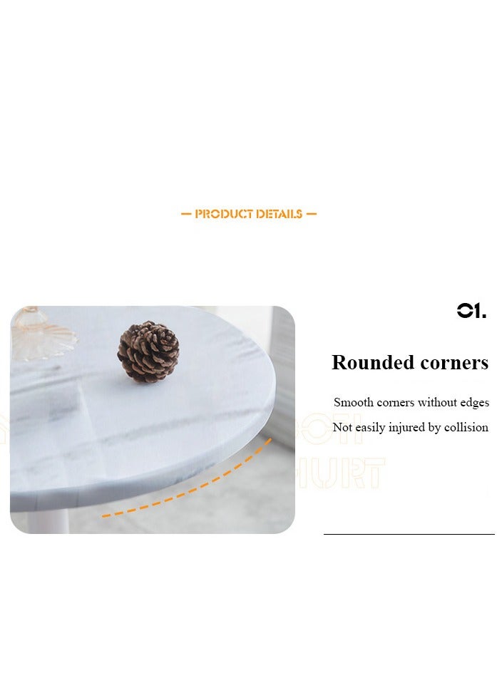 شو وو طاولة قهوة دائرية عصرية، طاولة جانبية صغيرة لغرفة المعيشة وغرفة النوم، سطح من الرخام الأبيض MDF، تصميم مقاوم للماء والتآكل - Image 4