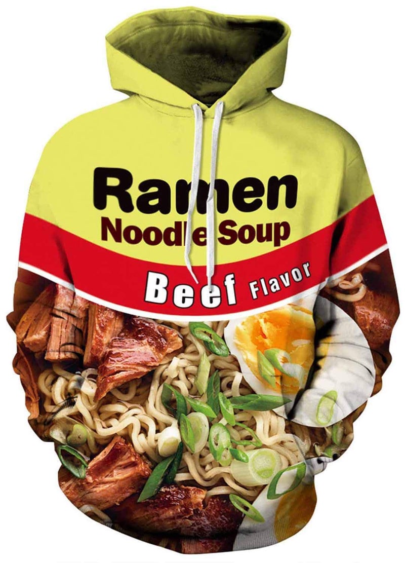 Keasmto 3D Ramen Beef Noodle Soup Hoodies Sweatshirts for Men Women Cotton Cute XX-Large - Image 1