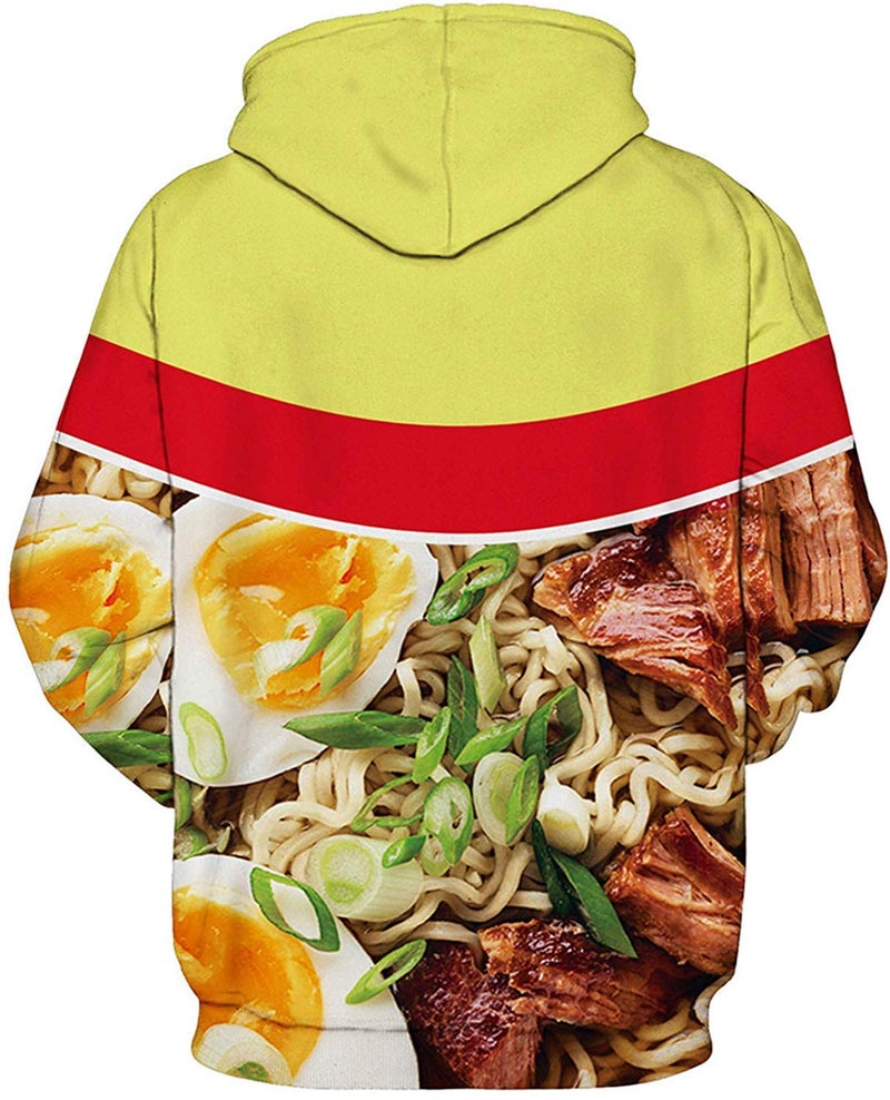Keasmto 3D Ramen Beef Noodle Soup Hoodies Sweatshirts for Men Women Cotton Cute XX-Large - Image 3