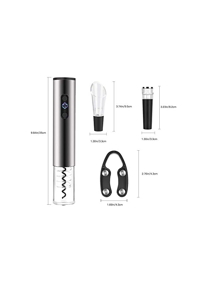 S-TOP Electric Wine Opener Set 4pcs Cordless Automatic Modern Bottle Opener with Gift Box for Wine Lover - Image 2