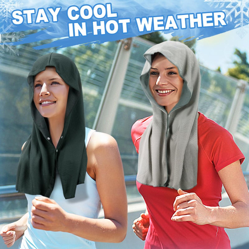 Acostop Cooling Hoodie Towels, Absorbent & Quick Drying Sweat Towel Wraps for Neck and Face, Long-Lasting Cooling and Sun Protection in Hot Weather Summer Outdoor Accessories, 4 Pcs - Image 5