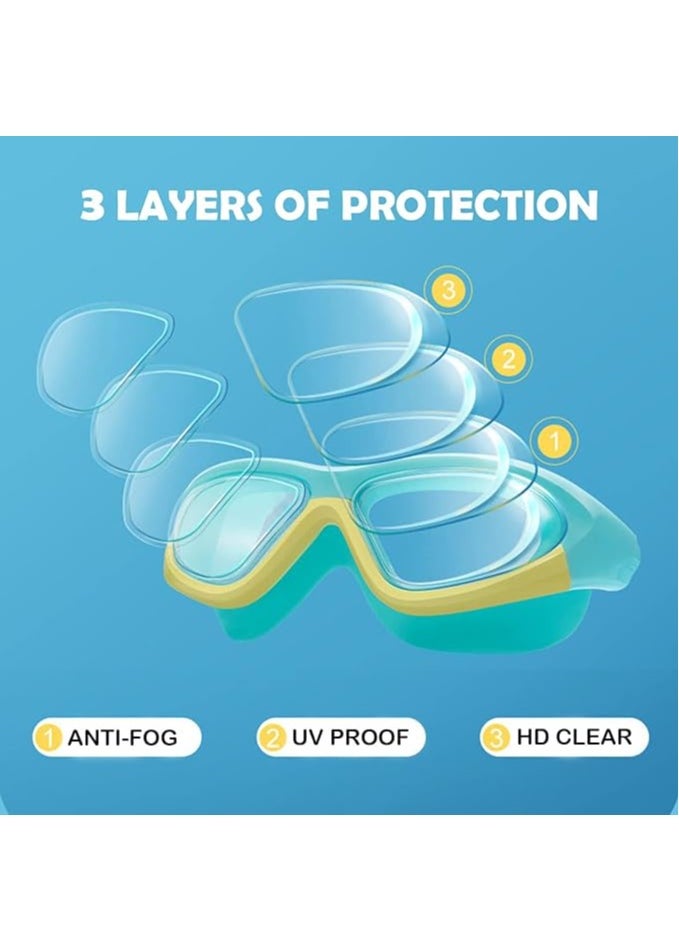 GUDOO - Kids Swim Goggles with Swimming Cap for Boys Girls Age 3-14 HD Swimming Goggle No Leaking and UV Protection with Nose Cover Connect Ear Plugs - Image 1