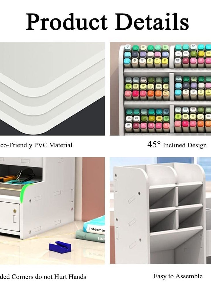Kidle Office Stationery Box Pen Organizer with Drawer, DIY Pencil Holder Desk Tidy Office Stationery Desktop Organiser for Home, Office and School  - Image 3