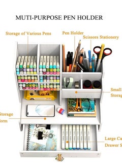 Kidle Office Stationery Box Pen Organizer with Drawer, DIY Pencil Holder Desk Tidy Office Stationery Desktop Organiser for Home, Office and School  - Image 4