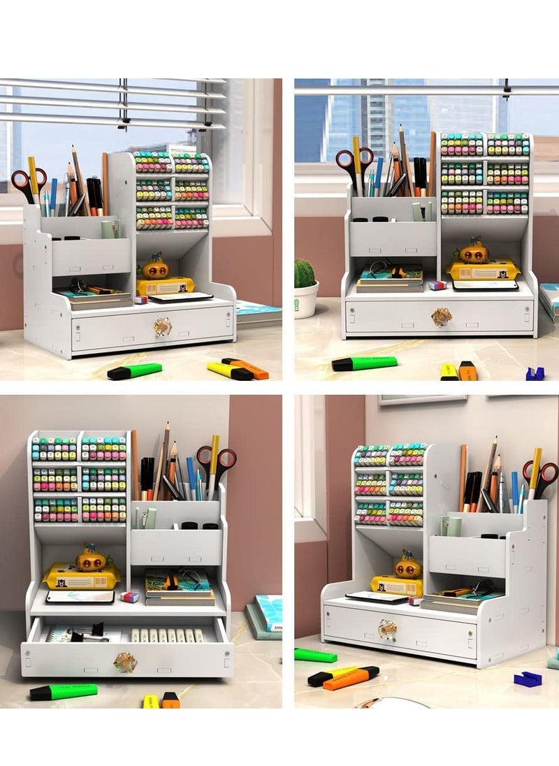 Kidle Office Stationery Box Pen Organizer with Drawer, DIY Pencil Holder Desk Tidy Office Stationery Desktop Organiser for Home, Office and School  - Image 5