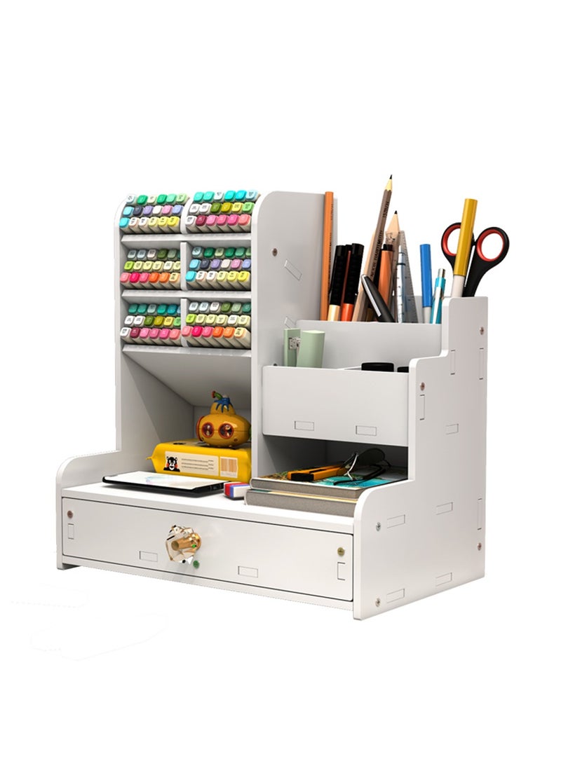 Kidle Office Stationery Box Pen Organizer with Drawer, DIY Pencil Holder Desk Tidy Office Stationery Desktop Organiser for Home, Office and School  - Image 1