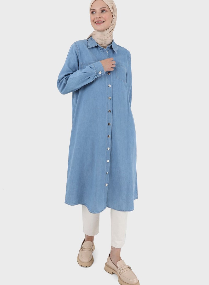 Benin by modanisa Polo Neck Button Down Shirt Dress - Image 1