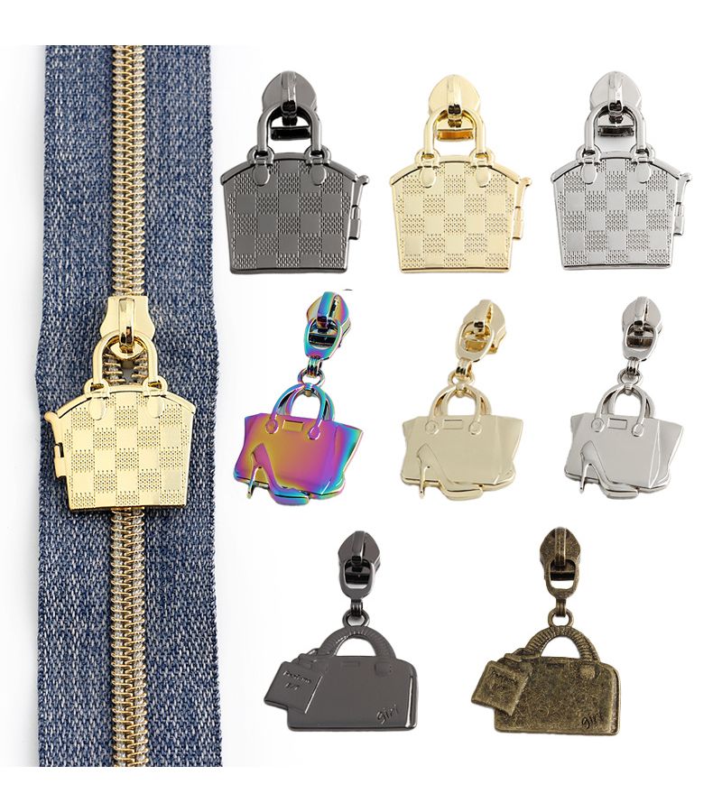 5pcs 44mm 52mm 56mm Light Golden Metal Zipper Slider For Handbag Luggage Boots - Image 1