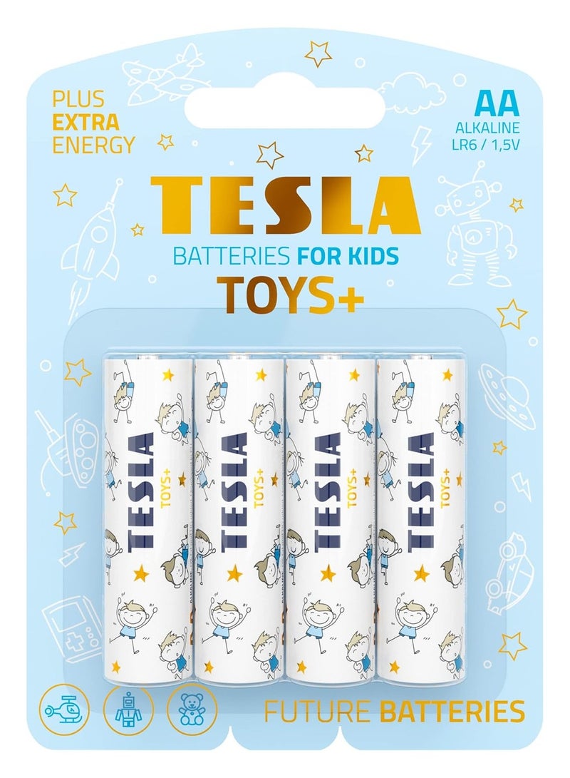 تسلا بطارية AA للأطفال والأولاد + عبوة قلوية مكونة من 4 قطع - Image 1