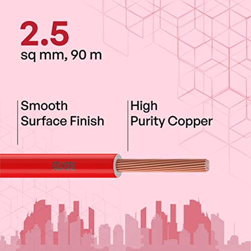 Polycab OPTIMA+ 2.5sqmm 90M coil | Flame Retardant | Lead free | 99.97% high purity copper | Rodent protection | PVC insulated housewire [Red] - Image 2