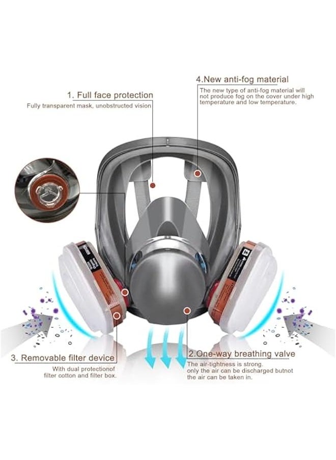Generic - Full Face Respirator Mask, 30 in 1 6800 Reusable Gas Mask with Filters, Anti-fog, Organic Vapor Respirator, Ideal for Paint, Dust, Spraying, Chemicals, Epoxy Resin, Polishing, Cutting, Sanding - Image 1
