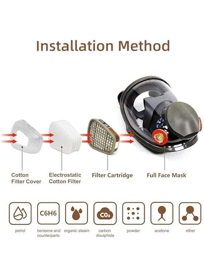 Generic - Full Face Respirator Mask, 30 in 1 6800 Reusable Gas Mask with Filters, Anti-fog, Organic Vapor Respirator, Ideal for Paint, Dust, Spraying, Chemicals, Epoxy Resin, Polishing, Cutting, Sanding - Image 1