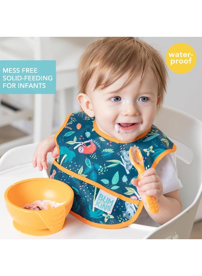 Bumkins Bibs, for Baby Girl or Boy, Infant 3-9 Months,Essential Must Have for Eating, Feeding, Baby Led Weaning, Mess Saving Waterproof Soft Fabric, Starter Bib 2-pk Jungle and Animal - Image 2