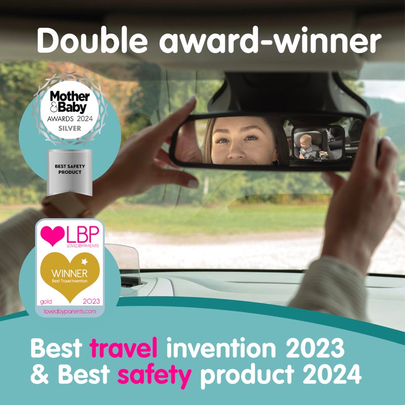 أونكو Baby Car Mirror Rear Facing (2 Pack) - 100% Shatterproof  Shakeproof, Award-Winning Convex Car Mirror for Baby with 360° Rotation, Newborn Essentials (9.6 x 6.9 in) - Image 2