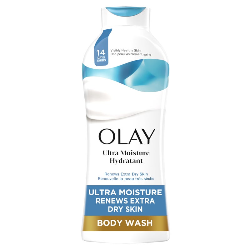 Olay Body Wash for Women, Ultra Moisture, For Extra Dry Skin, 24hr Moisturizing, Hydrating & Refreshing, B3 Vitamin Complex, Free of Parabens & Phthalates, Scented, 22 fl oz - Image 1
