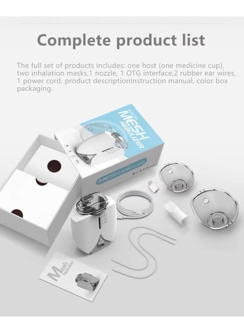 BlueFire Mini Portable Mesh Nebulizer – Silent Hands-Free Ultrasonic Inhaler with 3 Mist Modes | USB Rechargeable Medical Grade Atomizer for Baby, Kids & Adults | Compact Travel Nebulizer for Asthma, Cough, Cold & Respiratory Relief - Image 3