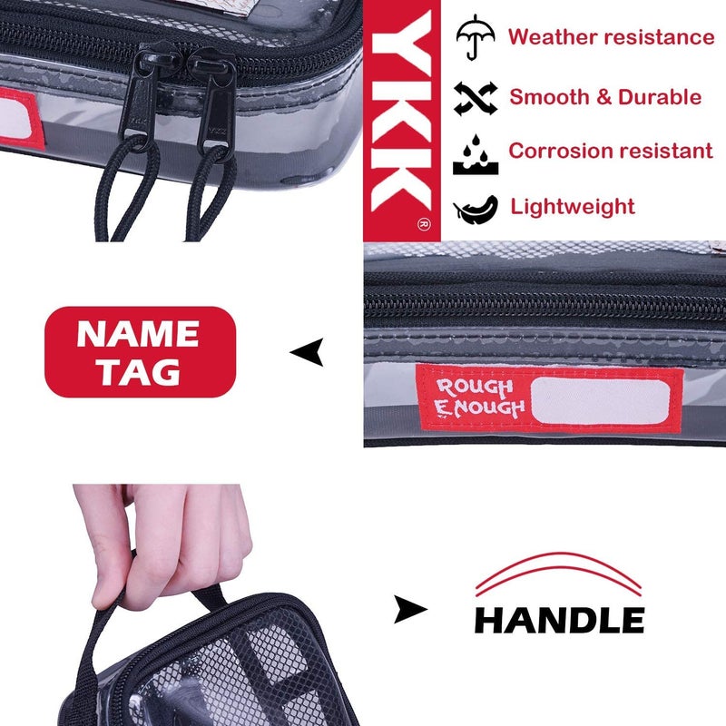 RE ROUGH ENOUGH حقيبة مستحضرات التجميل الشفافة المعتمدة من TSA، حقيبة صغيرة لفرشاة الأسنان، مجموعة أدوات الحلاقة، حقيبة تنظيم للنساء والرجال - Image 4