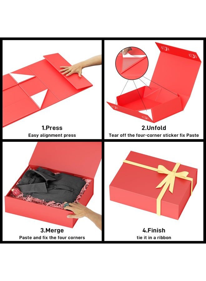 PSHVYM Gift Boxes with Lids, 11.5x7.8x3 In Red Gift Box for Presents Magnetic Closure for T-Shirts, Gloves, Scarves, Books, Baby Clothes, Robes Clothing Gift Wrap, Contains Card, Ribbon - Image 4