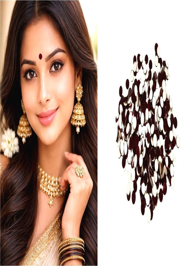Beauty Tool Maroon Velvet Round Bindis Kumkum Bindi for Women/Girls/Ladies (Size-6) | Pack of 300 | (Maroon) - Image 1