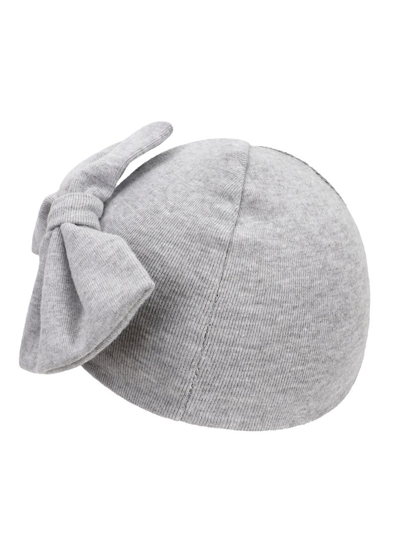 Newborn Bowtie Pullover Hat Grey  - Image 3