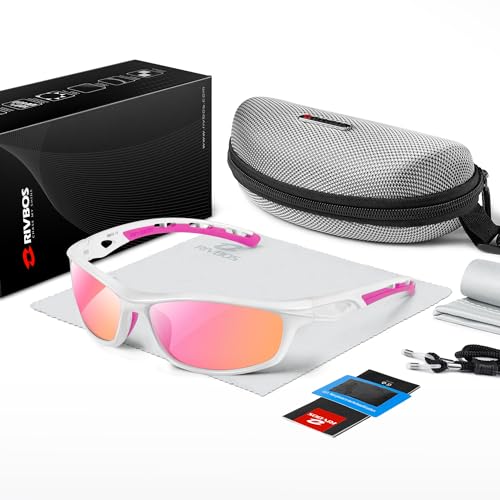 RIVBOS Womens Sunglasses Polarized TR90 Unbreakable Frame Sports Driving Fishing Cycling RB833-White&Pink - Image 5