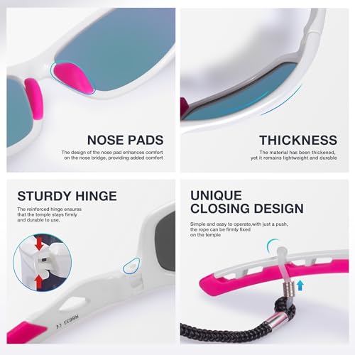 RIVBOS Womens Sunglasses Polarized TR90 Unbreakable Frame Sports Driving Fishing Cycling RB833-White&Pink - Image 4
