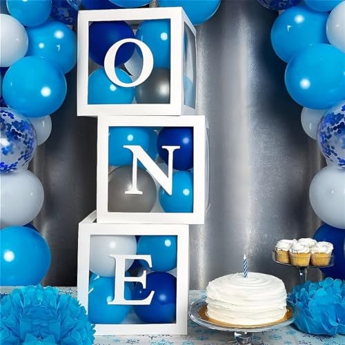 SpecialYou.in Special You Baby Balloon Box For 1st Birthday Card Stock, One Box For 1St Birthday, Baby Balloon Box For 1st Birthday Decoration| First Birthday Decorations Boy- 3 pcs - Image 1
