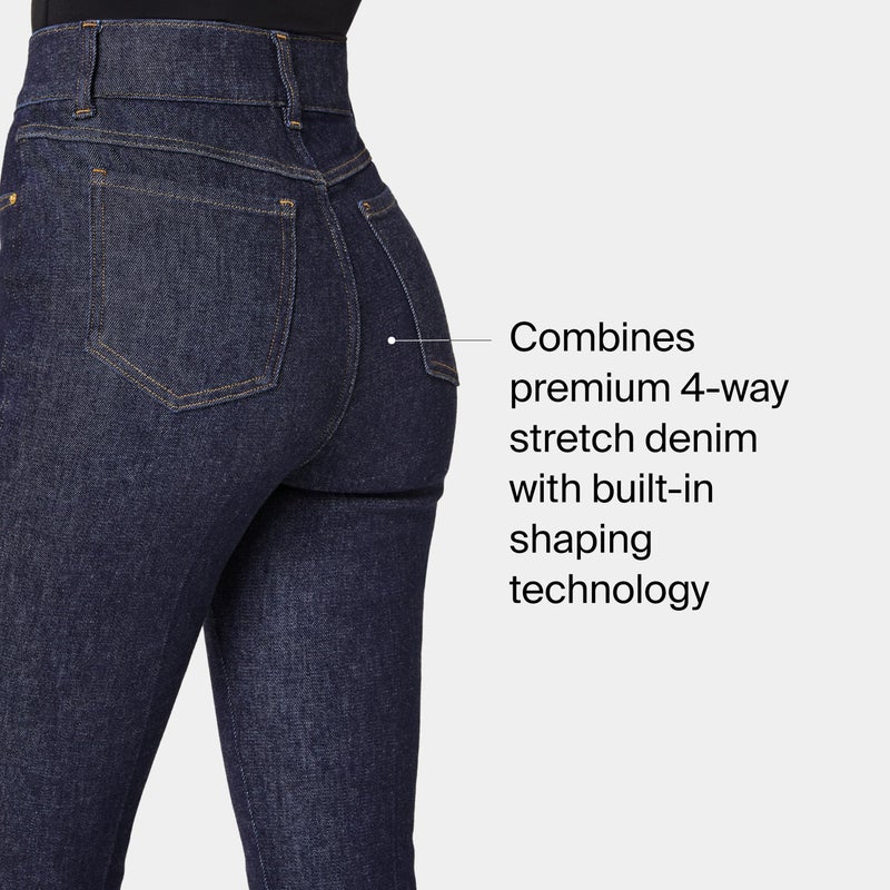 SPANX SPANXshape Original EveryWear Flare Jeans - Core Shaping for Women - High-Rise - Pull-On Denim - Raw Indigo Wash - Small - Image 3