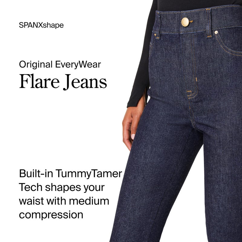 SPANX SPANXshape Original EveryWear Flare Jeans - Core Shaping for Women - High-Rise - Pull-On Denim - Raw Indigo Wash - Small - Image 2