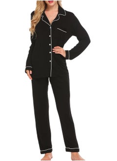 Ekouaer Pajamas Women's Long Sleeve Sleepwear Soft Button Down Loungewear Pjs Lounge Set Nightwear XS-XXL