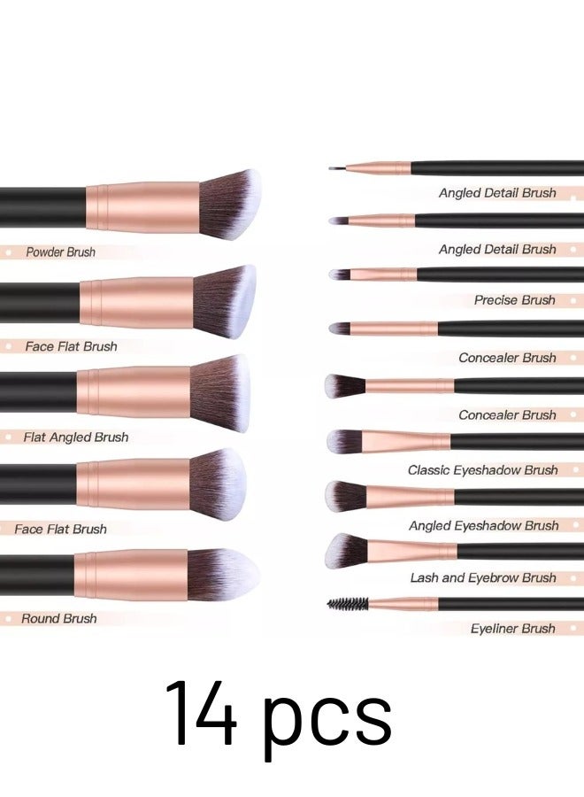 Glowudz 14 Pcs Rose Gold Soft Face Makeup Brush Foundation Eye Shadow Concealer Blush Brush Set  - Image 3