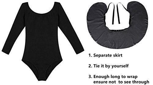 DANSHOW Girls Team Basic Long Sleeve Leotard with Skirt Kid Dance Ballet Tutu Dress(KD3028-M-06) - Image 3