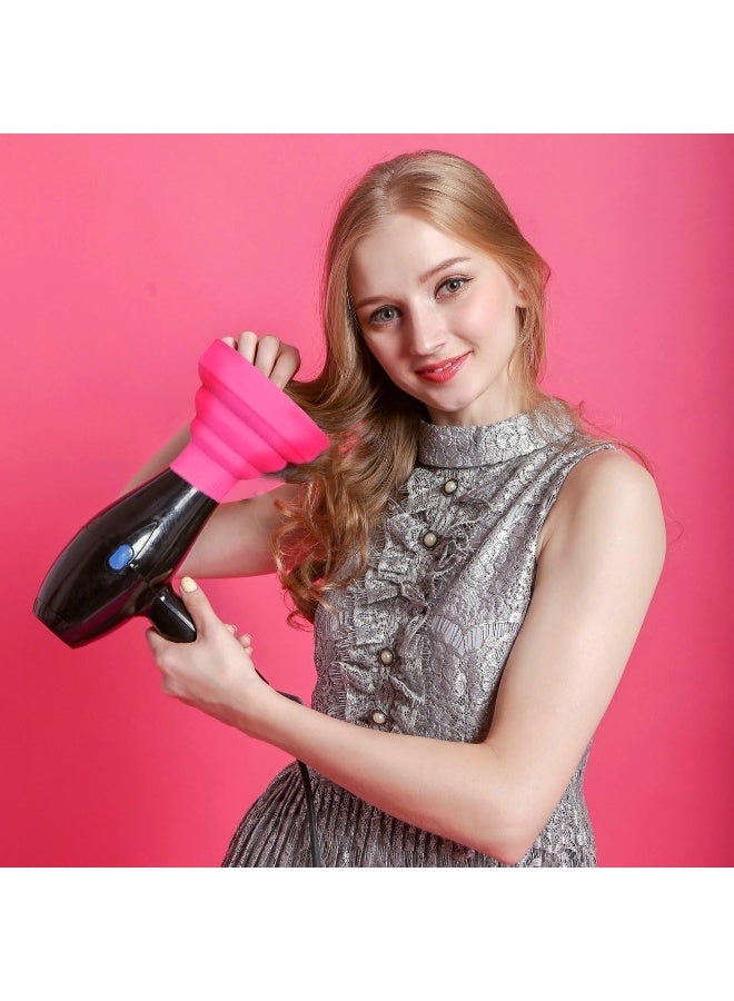 Hair Diffuser, Silicone Folding Hair dryer Diffuser, Attachment Universal Fit Hair Dryer for Curly or Wavy Styling Volume, Quick Dry No Frizz, Adjustable Diameter (Pink) - Image 2