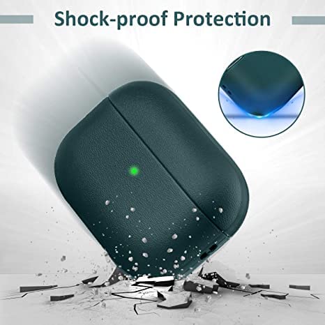 EMOH ROCED Case for Airpods Pro 2 Case Cover with Cleaner Kit, Leather Texture Full-Body Protective Case Cover Compatible with Apple Airpod Pro 2nd Generation, Front LED Visible (Green) - Image 5