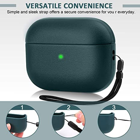 EMOH ROCED Case for Airpods Pro 2 Case Cover with Cleaner Kit, Leather Texture Full-Body Protective Case Cover Compatible with Apple Airpod Pro 2nd Generation, Front LED Visible (Green) - Image 2