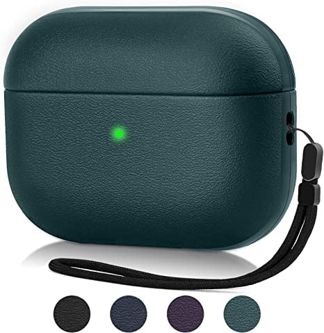EMOH ROCED Case for Airpods Pro 2 Case Cover with Cleaner Kit, Leather Texture Full-Body Protective Case Cover Compatible with Apple Airpod Pro 2nd Generation, Front LED Visible (Green) - Image 1
