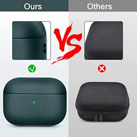 EMOH ROCED Case for Airpods Pro 2 Case Cover with Cleaner Kit, Leather Texture Full-Body Protective Case Cover Compatible with Apple Airpod Pro 2nd Generation, Front LED Visible (Green) - Image 3
