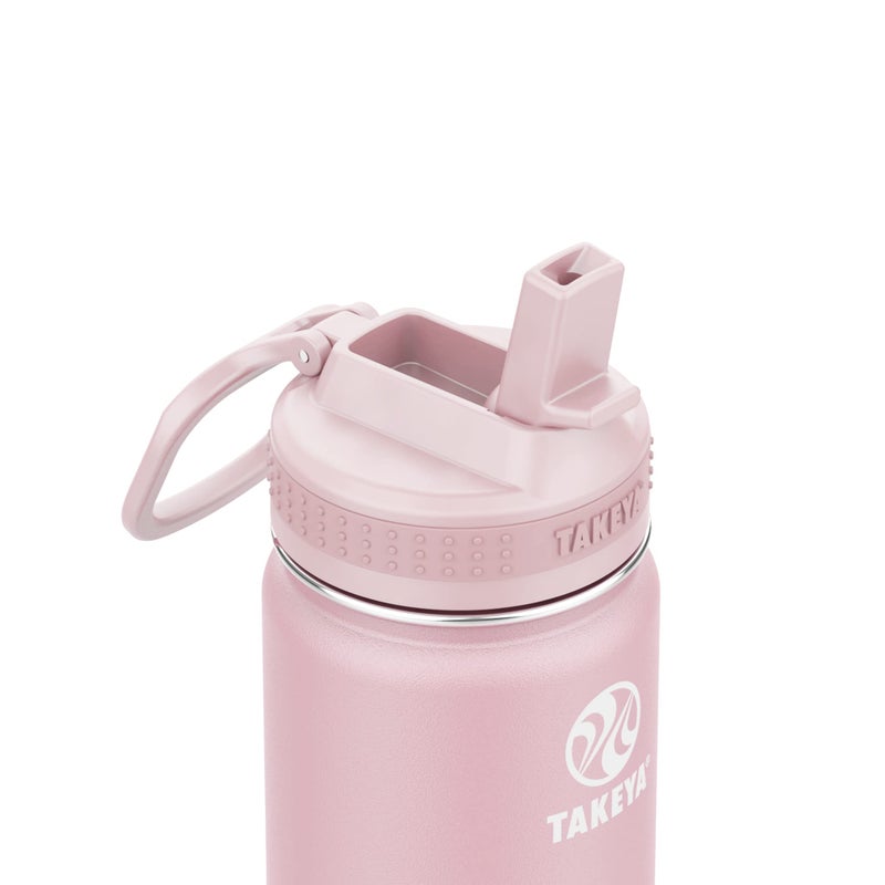 Takeya Actives Kids 14 oz Vacuum Insulated Stainless Steel Water Bottle with Straw Lid, Blush - Image 2