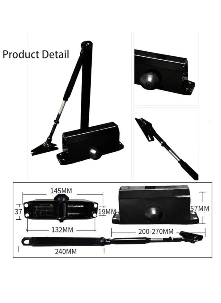 Zara Automatic Door Closer, Hydraulic Door Closers with Easy Installation, Black Concealed Door Closer, Heavy Duty Auto Closer with Aluminum Alloy Material Suitable for Door Weight 80-90 KG  - Image 2