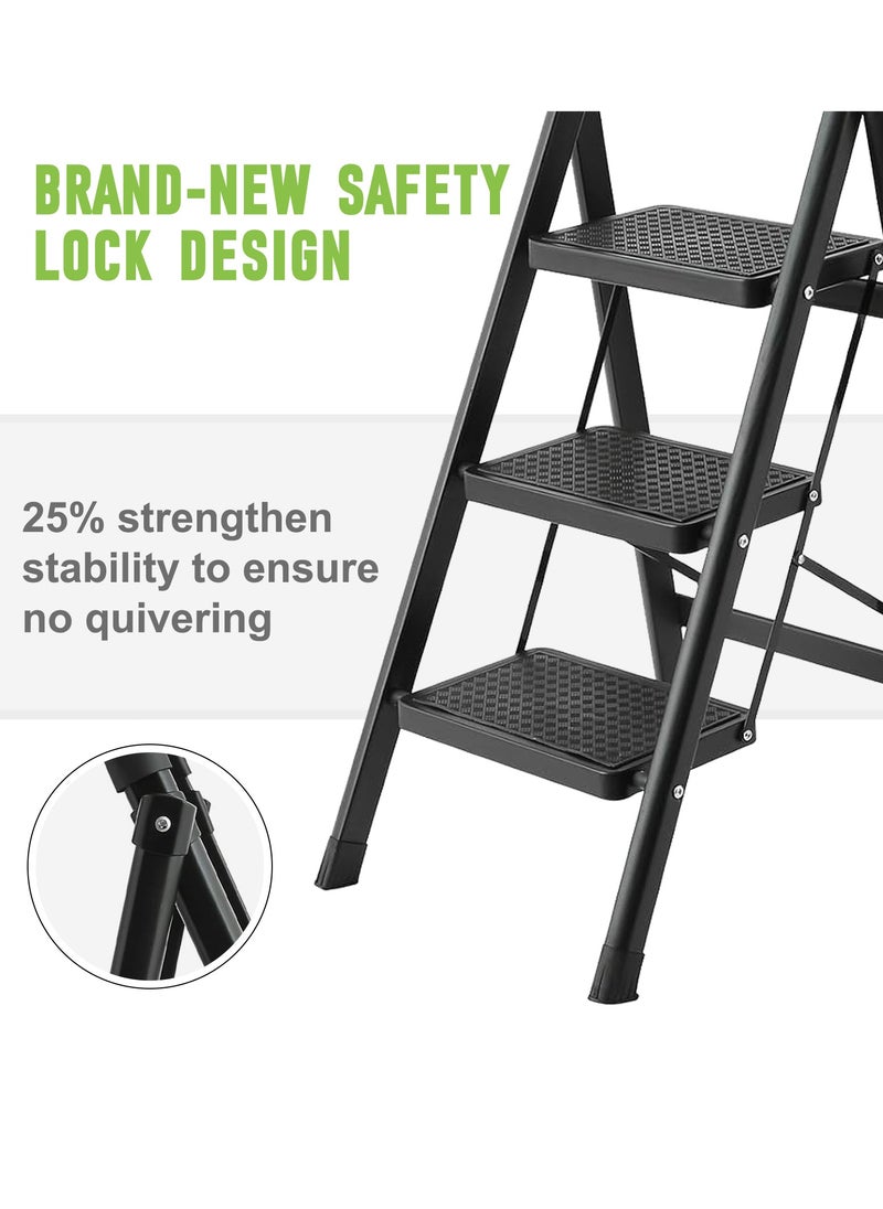 Bentifar - Sturdy 5-Step Folding Ladder with Tool Holder, Anti-Slip Pedal, Portable Iron Step Stool for Kitchen, Household, Indoor & Outdoor Use - Image 1