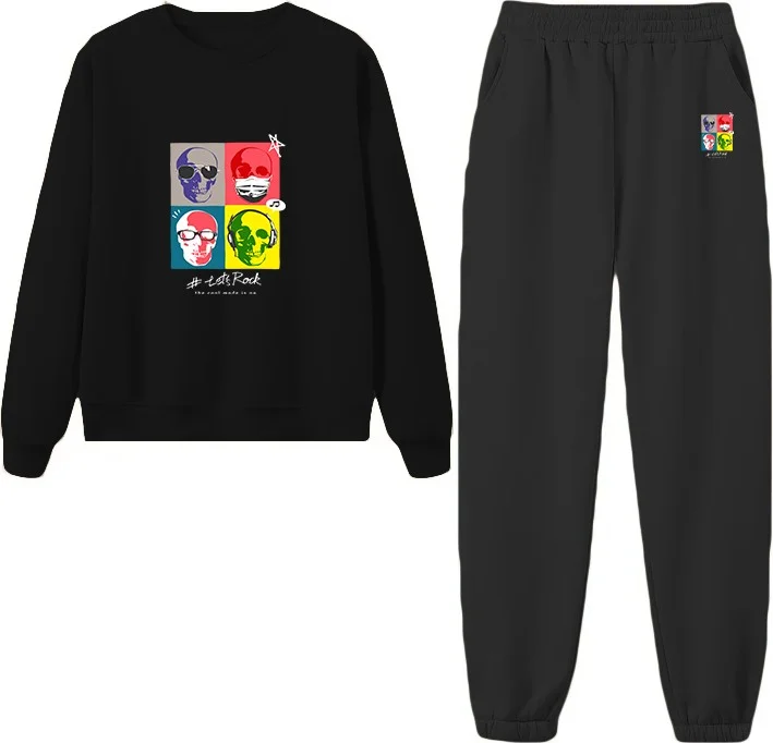 DogFish Tracksuit Set Skull Printed Plus Size Bottom Top Set