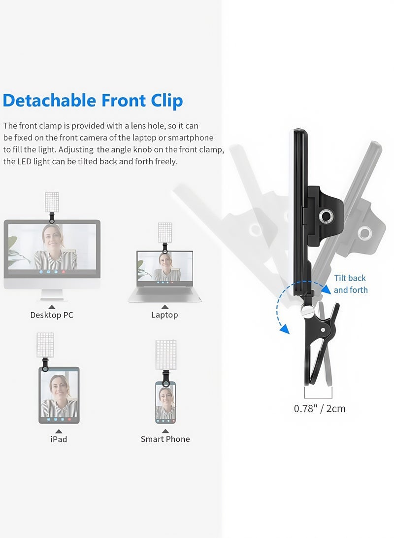 general Magnetic Photography Light Clip on Phone LaptopVideo Light Portable LED Camera Fill Light Panel Pocket LED Phone Light Dimmable 3 Lighting Effects Rechargeable LED Lighting for Video Conference TikTok Youtube - Image 3