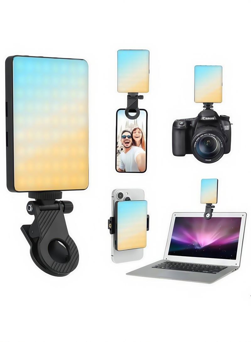 general Magnetic Photography Light Clip on Phone LaptopVideo Light Portable LED Camera Fill Light Panel Pocket LED Phone Light Dimmable 3 Lighting Effects Rechargeable LED Lighting for Video Conference TikTok Youtube - Image 1
