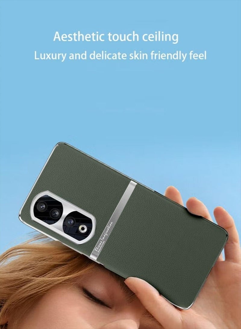 Honor 90 Case Cover with TPU Leather Camera Metal Len Protector 3 in 1 Anti-Scratch Anti-drop Anti-fingerprint slim light Protective Shockproof Back Cover For Honor 90 Mobile Phone Accessory - Image 3