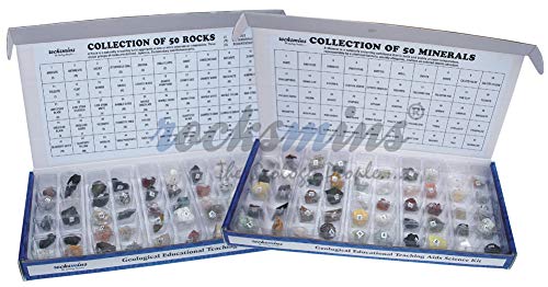 rocksmins Collection of 100 Rocks & Minerals for Education (50 Rocks + 50 Minerals) 2 Boxes- Multi Color - Image 3