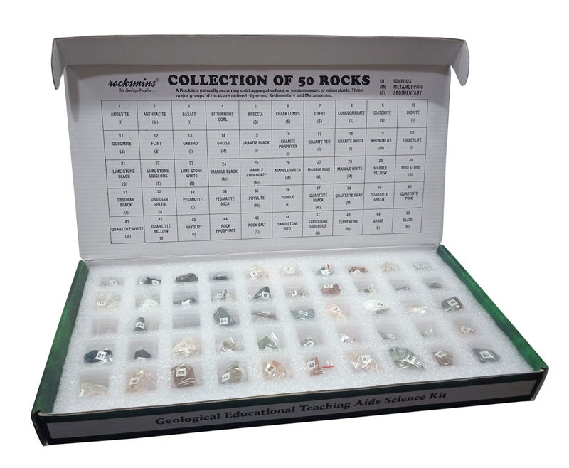 rocksmins Collection of 100 Rocks & Minerals for Education (50 Rocks + 50 Minerals) 2 Boxes- Multi Color - Image 4
