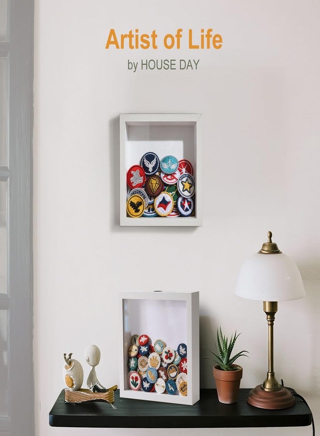 HOUSE DAY 8x8 Travel Shadow Box with Slot, Top Loading Adventure Archive Boxes for Memories, Life in A Box Travel Frame for Photos, Collectibles, Sports Card, Wine Corks, White - Image 2