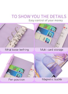 KASTWAVE Budget Binder with Zipper Envelopes, Cash Envelopes for Budgeting, A6 PU Leather Budget Binder Planner with 12 Pcs Clear Zipper Envelopes, 12 Pcs Budget Sheets for Budgeting, Saving Money  - Image 4