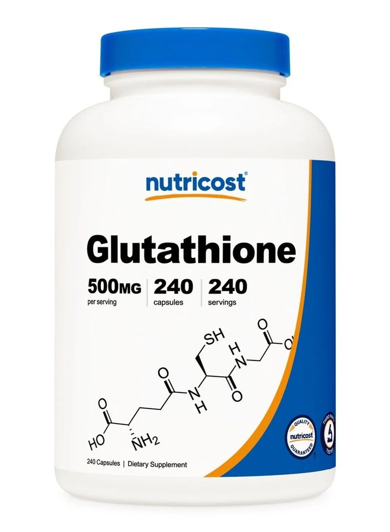 Nutricost Glutathione 500 mg, 240 Capsules, 240 Servings, Gluten Free, Non-GMO - Image 1